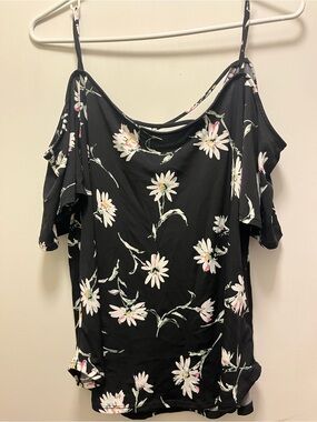 Karlie Black Floral Cold-Shoulder Blouse